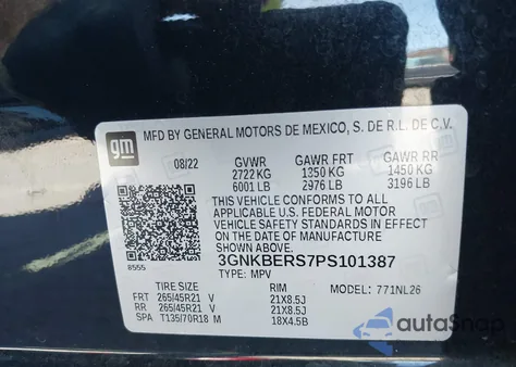 2023 Chevrolet Blazer Fwd Rs из США, поврежденный, VIN 3GNKBERS7PS101387